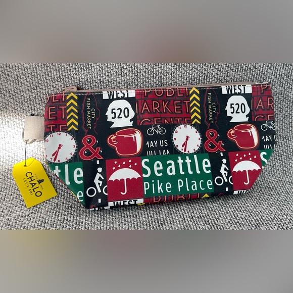 CHALOU Seattle Themed Cosmetic Bag - Black and Red - Picture 4 of 16